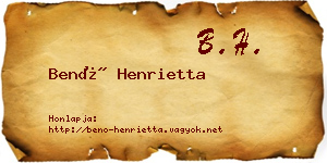 Benő Henrietta névjegykártya